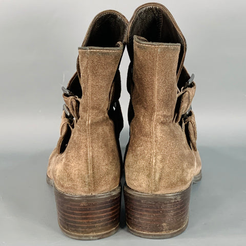 STUART WEITZMAN Size 9.5 Brown Suede Buckle Ankle Boots