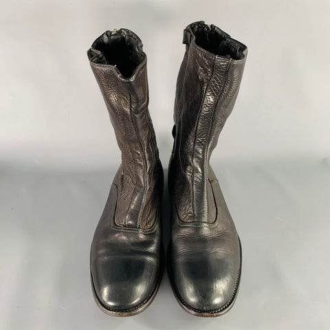 PAUL SMITH Size 12 Black Leather Motorcycle Boots