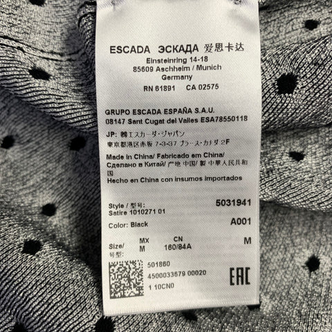 ESCADA Taille M Noir Blanc Mélange Viscose Pois Ensemble 2 pièces Cardigan