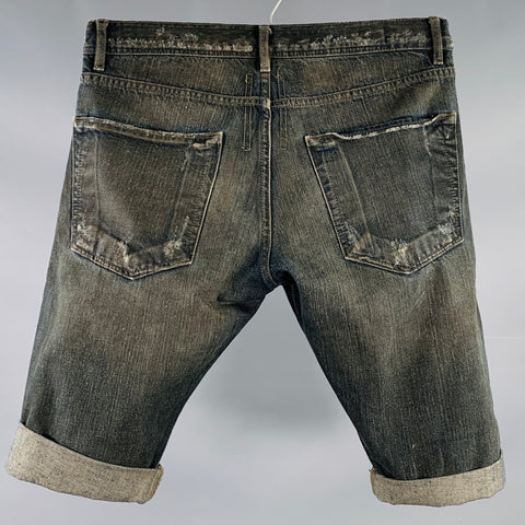 DRKSHDW Size 33 Grey Charcoal Distressed Denim Button Fly Shorts
