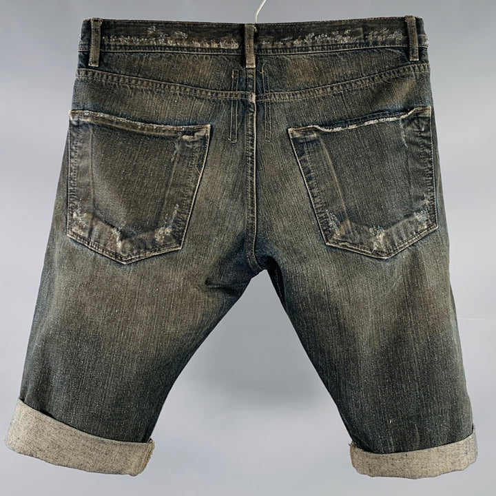 DRKSHDW Size 33 Grey Charcoal Distressed Denim Button Fly Shorts