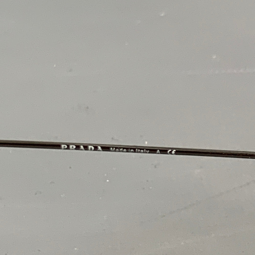 PRADA Silver Metal Square Semi Rimless Sunglasses
