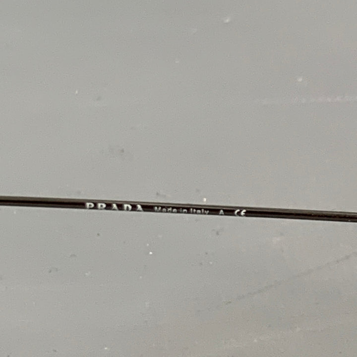 PRADA Silver Metal Square Semi Rimless Sunglasses