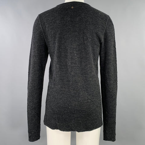VINTAGE Size M Charcoal Grey Textured Scoop Neck Pullover