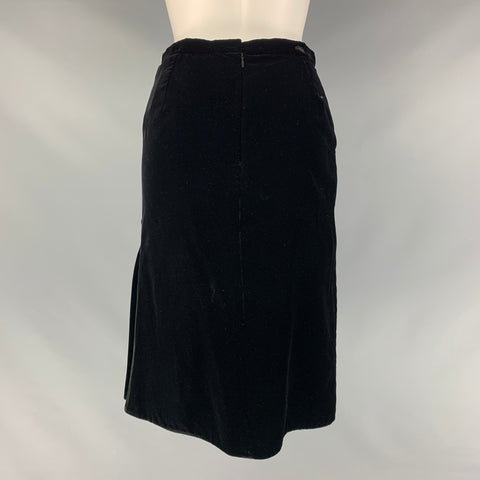 DOLCE &amp; GABBANA Talla 4 Falda plisada lisa de seda y viscosa negra