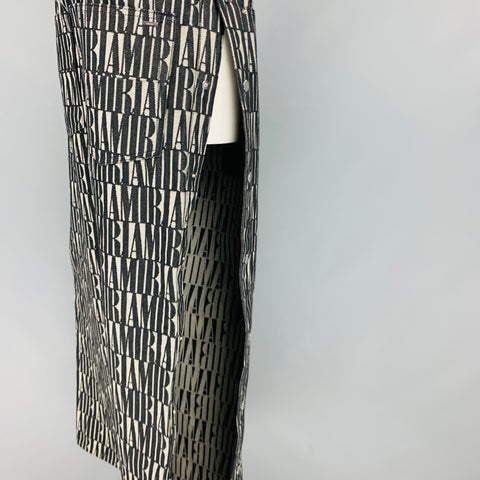 AMIRI Size 34 Black Grey Logo Cotton Jean Cut Wide Leg Casual Pants