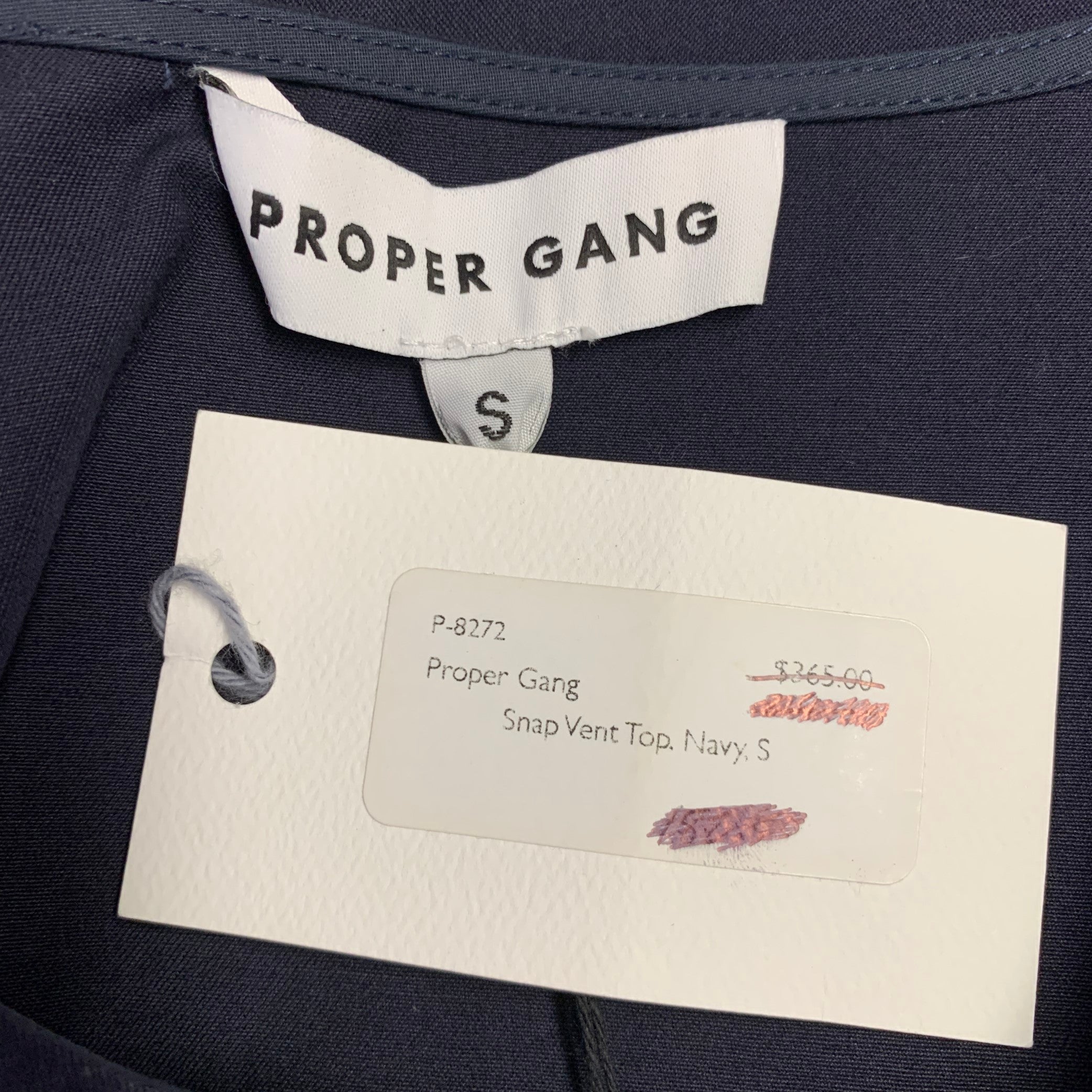 PROPER GANG Size S Navy Cotton Pullover Blouse