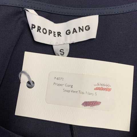 PROPER GANG Taille S Chemisier en coton bleu marine à enfiler