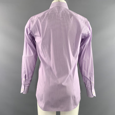 HAMILTON Size S White Lilac Stripe Spread Collar Long Sleeve Shirt