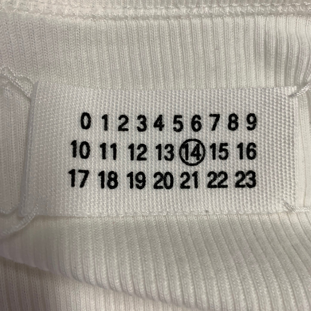 MARTIN MARGIELA Size M White Ribbed Cotton Henley Long Sleeve T-shirt