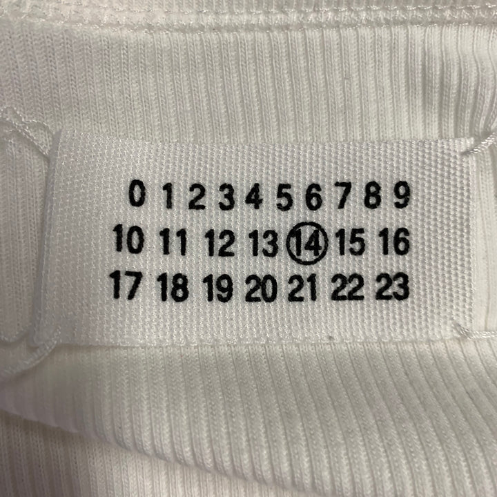 MARTIN MARGIELA Size M White Ribbed Cotton Henley Long Sleeve T-shirt