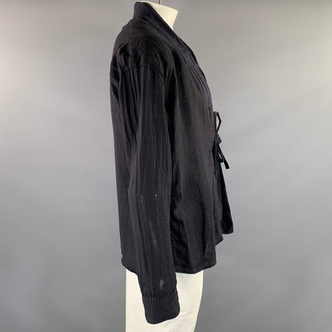 VISVIM Size XL Black Linen Long Sleeve Shirt