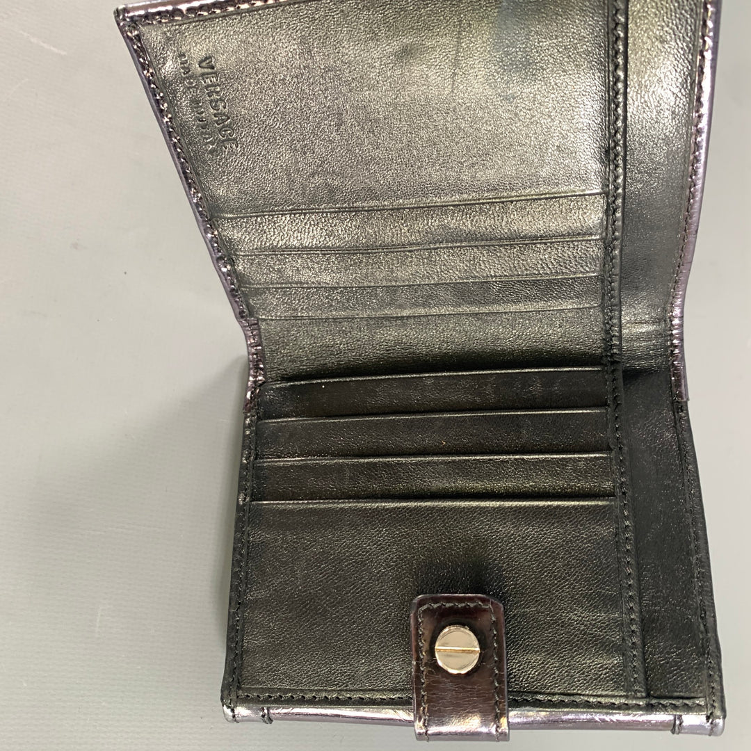 VERSACE Purple Metallic 22394 Greca Leather Wallet