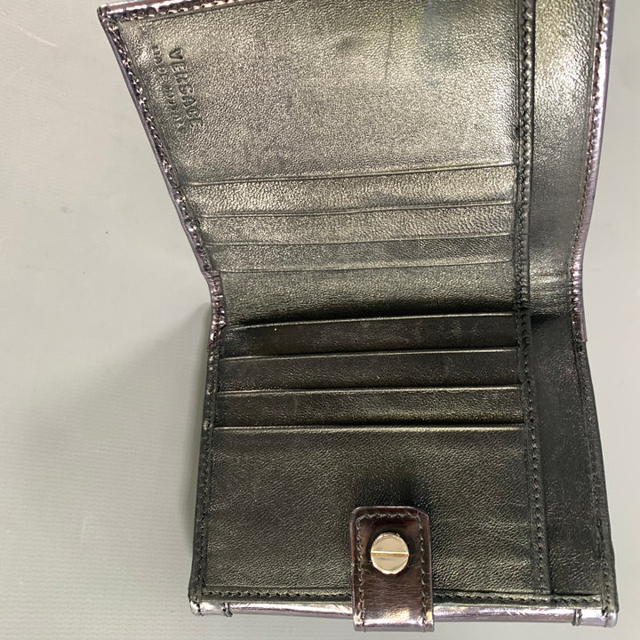 VERSACE Purple Metallic 22394 Greca Leather Wallet