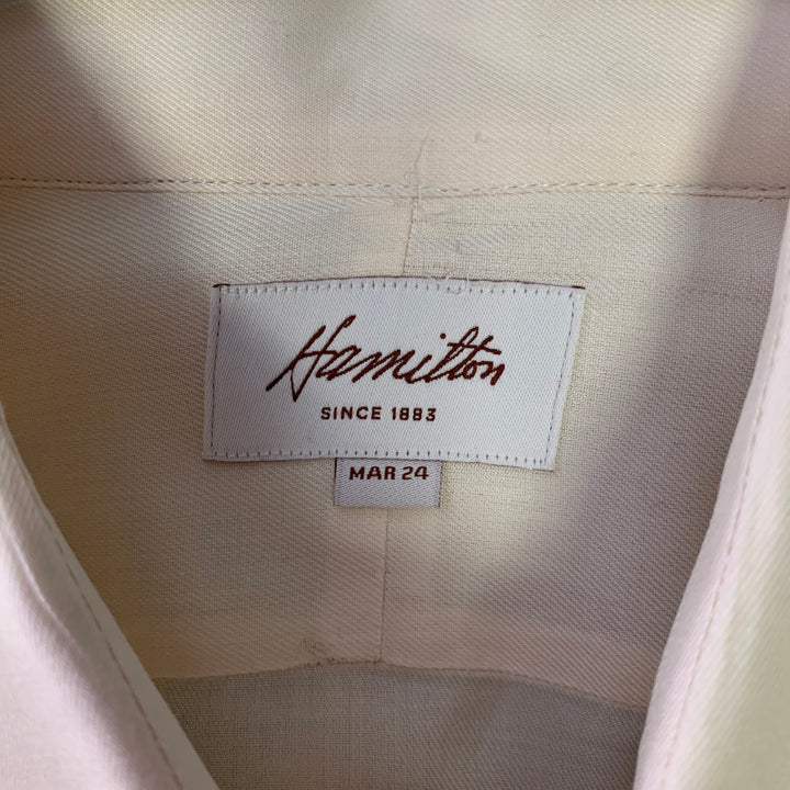 HAMILTON Size S Beige Cotton Spread Collar Long Sleeve Shirt