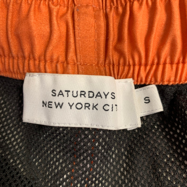 SATURDAYS NYC Size S Orange Yellow Ombre Drawstring Swim Trunks