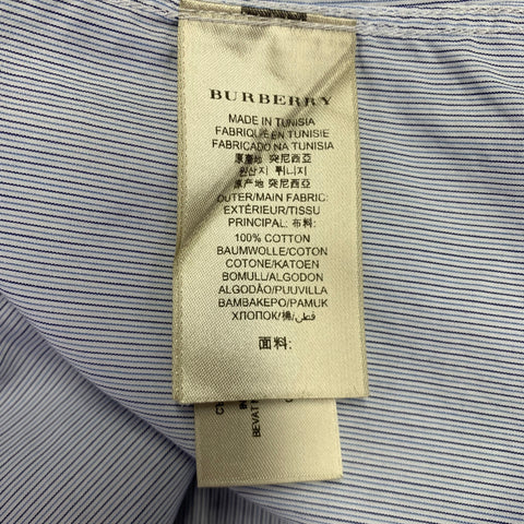 BURBERRY LONDON Size 42 White Light Blue Stripe Cotton Long Sleeve Shirt