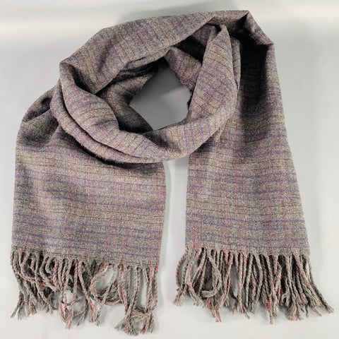 SCOTCH AND SODA Grey Navy Stripe Wool Blend Woven Scarf
