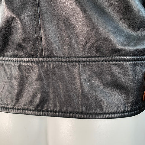 PAUL SMITH Size M Black Leather Quilted Biker Jacket