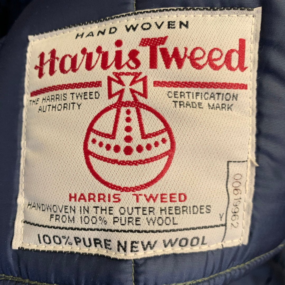 CRESCENT DOWN WORKS Size XL Green Herringbone Virgin Wool Snaps Jacket