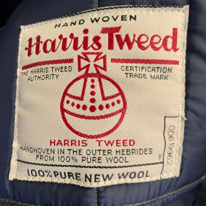 CRESCENT DOWN WORKS Size XL Green Herringbone Virgin Wool Snaps Jacket