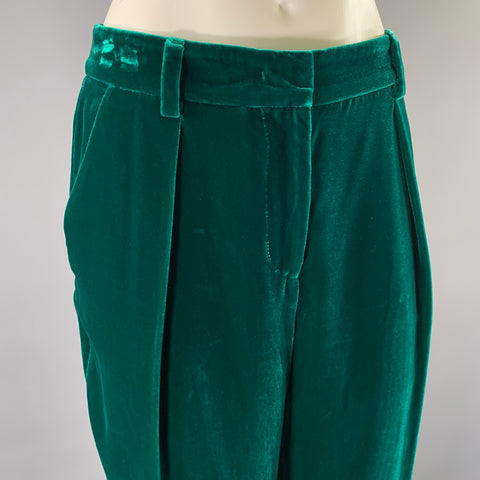 GIORGIO ARMANI Size 6 Green Emerald Velvet Viscose Silk Pants