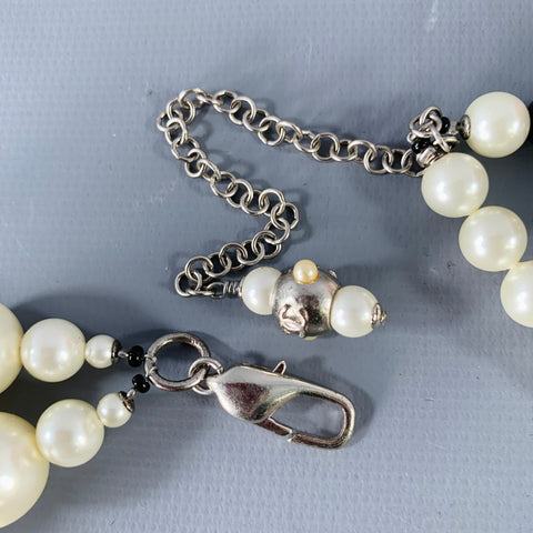 CHANEL Black White Two Tone Faux Pearl Belt