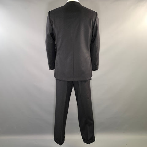 BRIONI Chest Size 44 Navy White Pinstripe Wool Peak Lapel 38 30 Suit