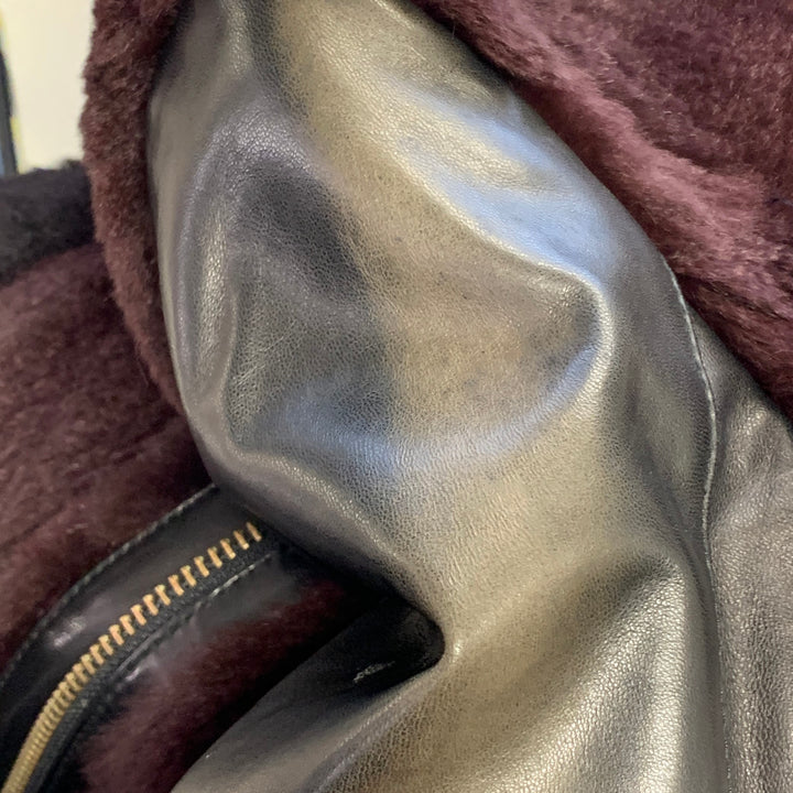 MACKAGE Size XS Black Brown Lambskin Leather Rabbit Fur Ombre Zip Jacket