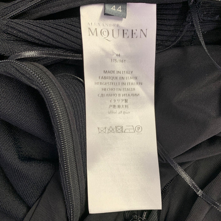 ALEXANDER MCQUEEN Size 8 Black Viscose Pleated 3/4 Sleeves Dress