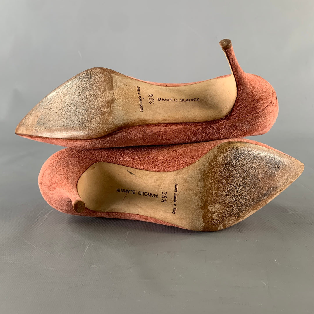 MANOLO BLAHNIK Size 8.5 Pink Suede Pointed Toe Pumps