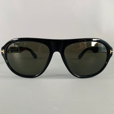 TOM FORD Ivan Black Acetate Teardrop Sunglasses