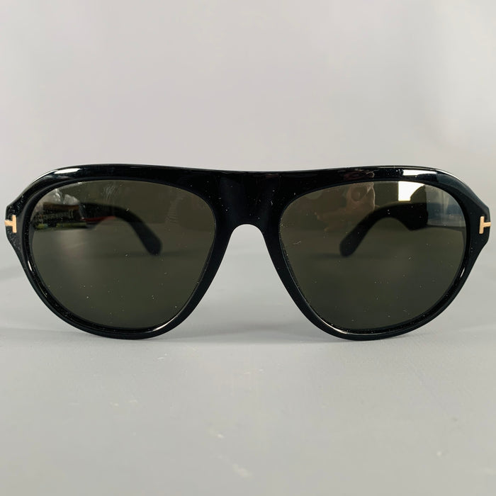 TOM FORD Ivan Black Acetate Teardrop Sunglasses