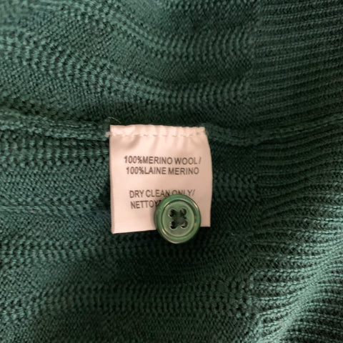 MR TURK Size L Green Ribbed Merino Wool Dagger Polo