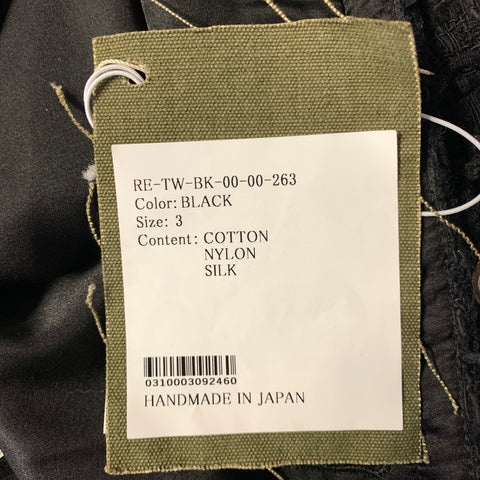 READYMADE Size L Black Tweed Cotton Polyester Collarless Jacket