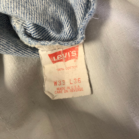 LEVI Size 32 Blue Light Blue Wash Denim Zip Fly Jeans