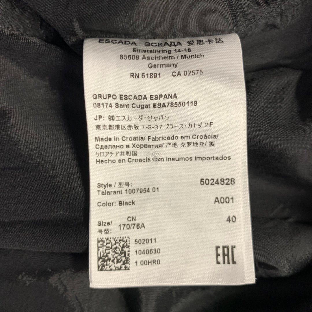 ESCADA Size 12 Black White Wool Blend Tweed Zip Fly Dress Pants