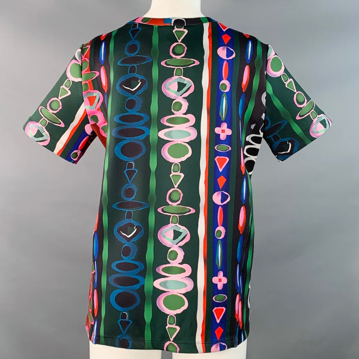 CYNTHIA ROWLEY Size M Black Multi Color Polyester Blend Abstract Casual Top