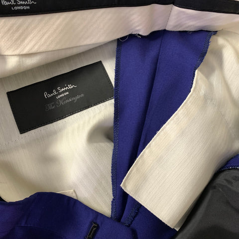 PAUL SMITH Chest Size 40 Regular Blue Royal Blue Wool  Mohair Notch Lapel Suit