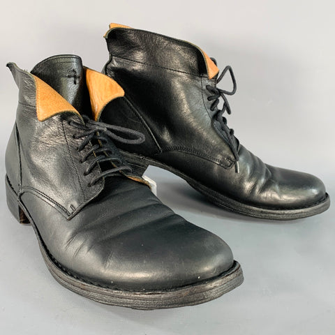 FIORENTINI + BAKER Size 10 Black Leather Lace-Up Ankle Boots