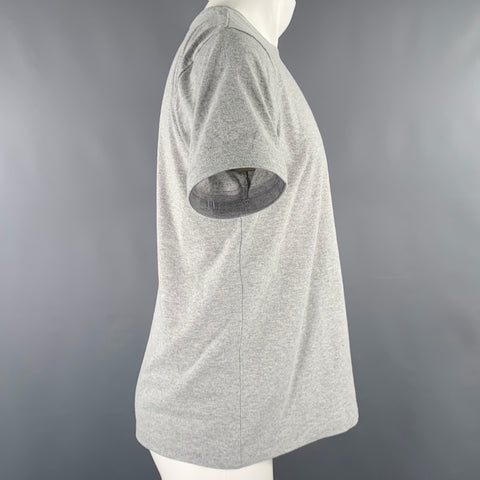 A.P.C. Size M Grey White Cotton Crew Neck T-shirt