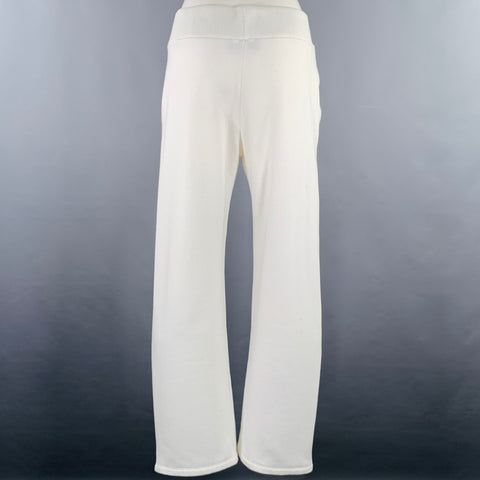 FENDI Size 6 White Black Cotton Nylon Logo Sweatpants Casual Pants