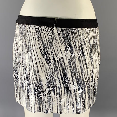 KENZO Size L White Black Polyester Blend Mini Mini Skirt