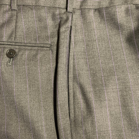 SOUTHWICK Size 42 Long Charcoal Purple Pinstripe Wool Notch Lapel Suit