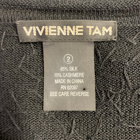 VIVIENNE TAM Taille 2 Pull ras du cou en soie et cachemire noir à sequins
