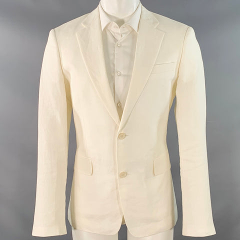 NORDSTROM Size 40 Cream Linen Notch Lapel Sport Coat