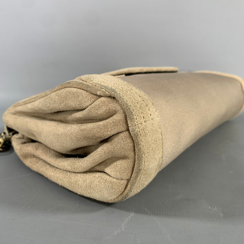 SHANGHAI TANG Tan Mint Suede Silk Nylon Handbag & Leather Goods