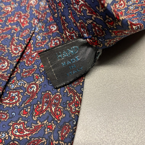 FENDI Navy Red Paisley Silk Tie