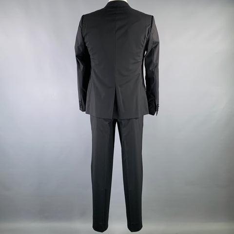 DOLCE & GABBANA Martini Size 42 Black Virgin Wool Double Breasted Crystal Accents 3 Piece Suit