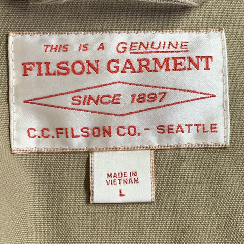 FILSON Size L Khaki Cotton Snaps Utility Coat